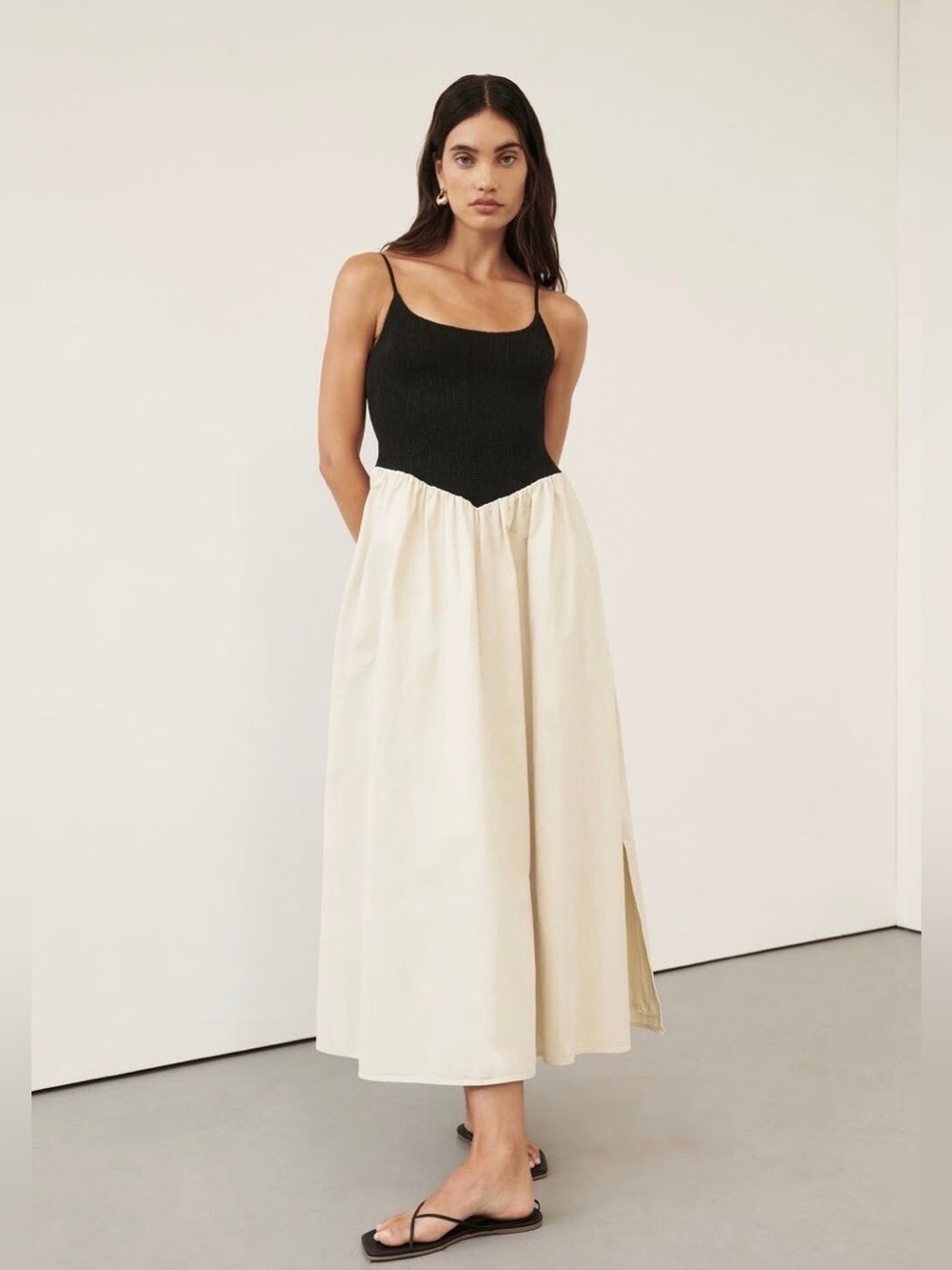 Dissh 4 Milano Midi Dress Black & Stone two-tone